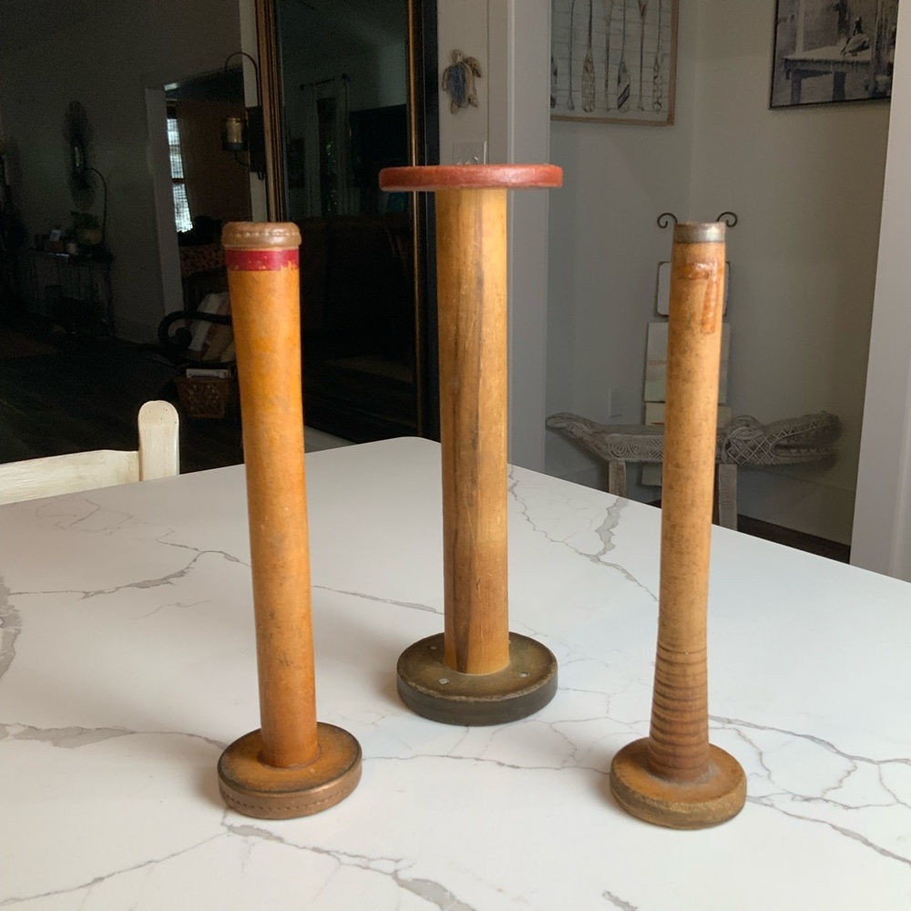Vintage Wooden Spools Set of 3 - Picture 1 of 8